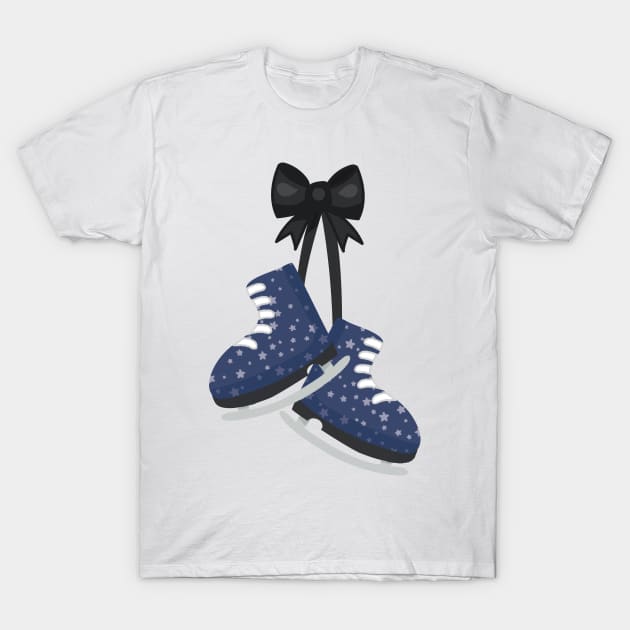 Ice Skates, Ice Skating, Figure Skating, Stars T-Shirt by Jelena Dunčević